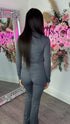 Grey Push Up Flare Trousers